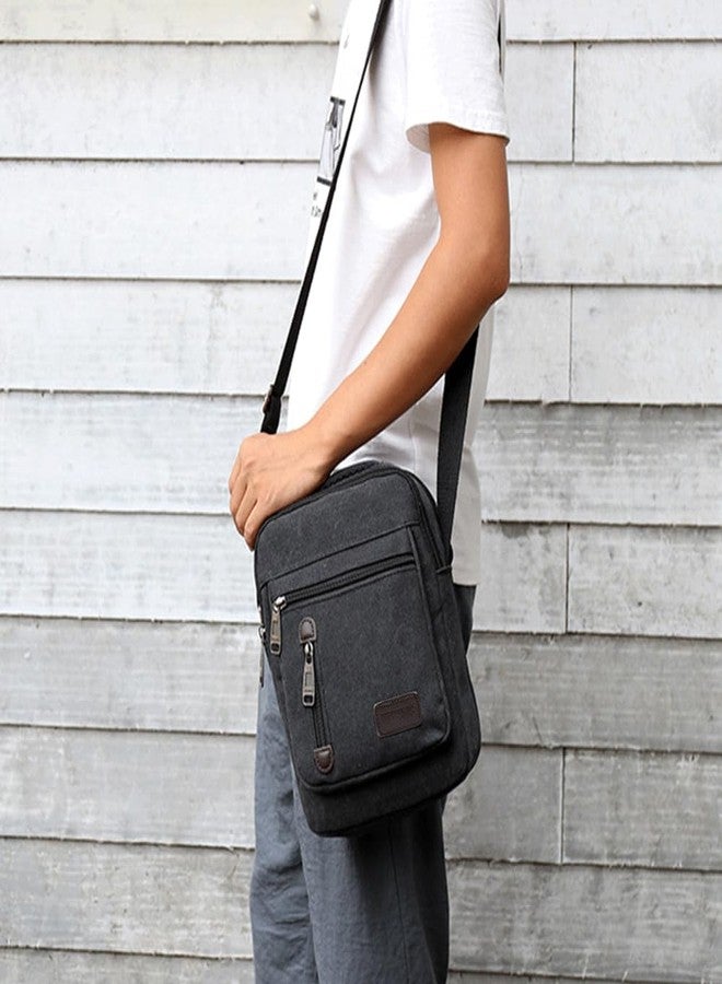 CAAORDKSO Messenger bag for Men, Vintage Canvas Crossbody Bag Shoulder Bag, Small Messenger Satchel Bag for Women, 8.8 x 11 x 3.5 inch (Black) - Image 5